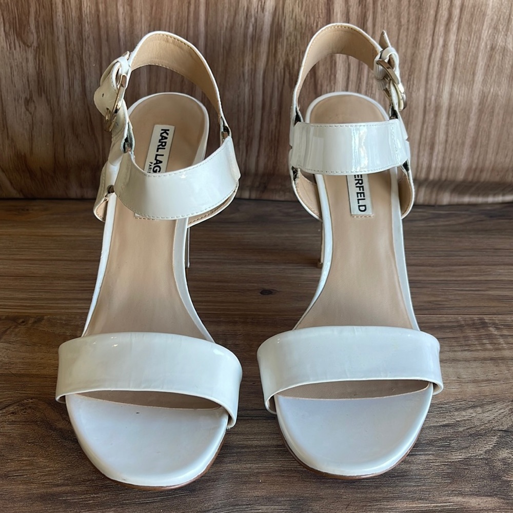 New with defects KARL LAGERFELD PARIS-Ankle Strap CIEONE Heels Shoes Size 11M